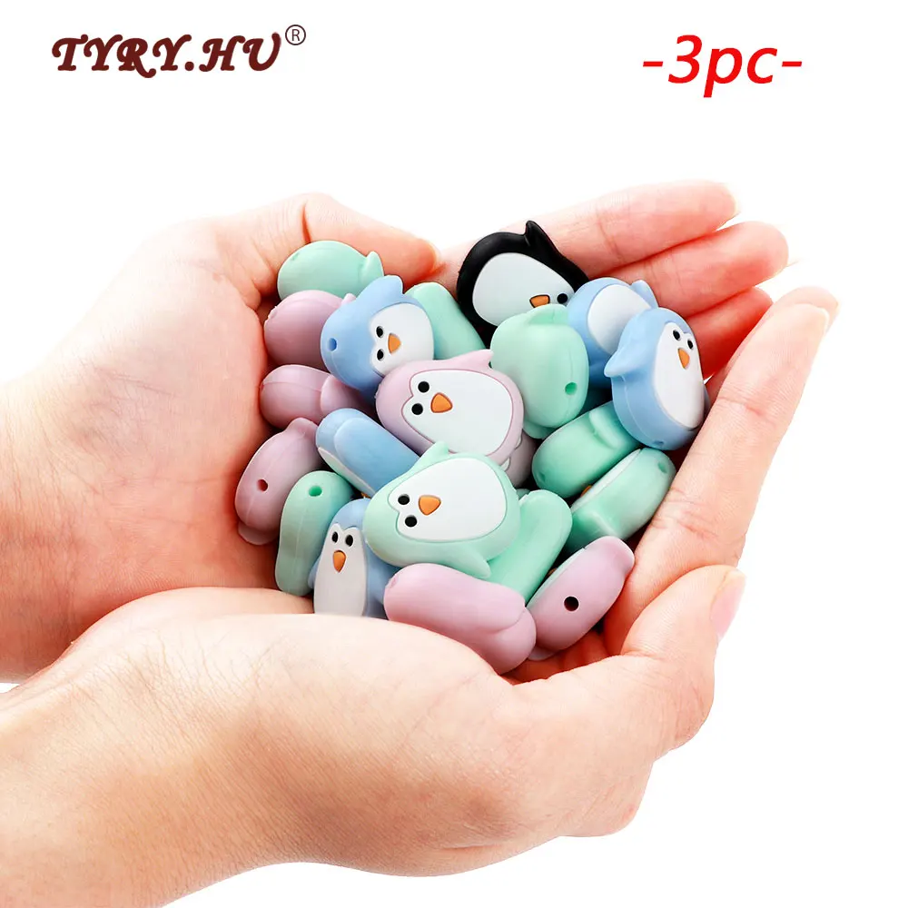 

TYRY.HU, 3 шт., силиконовые бусины в виде пингвина, Мультяшные животные, Детские Жевательные бусины, DIY пустышка, сенсорные ювелирные изделия, подарок, игрушка, аксессуары
