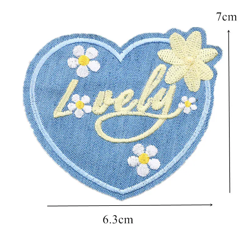 3 вида цветов вышитые джинсовые нашивки с утюгом на нашивках милые сердца бабочки