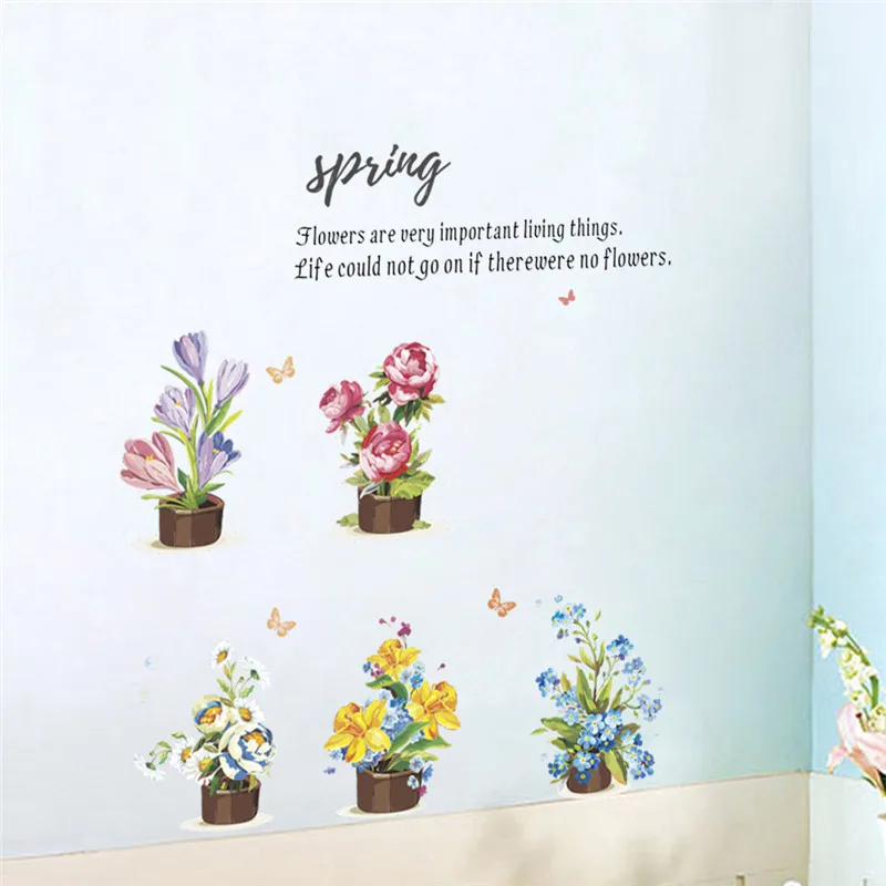 Романтическая садовая Цветочная бабочка Настенная Наклейка для спальни
