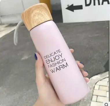 8011 pink Короткие термоизоляционные бутылки для воды 500 мл с веревочной крышкой дизайн 304 Корпус из нержавеющей стали применим для спорта на открытом воздухе - Цвет: 8011 pink
