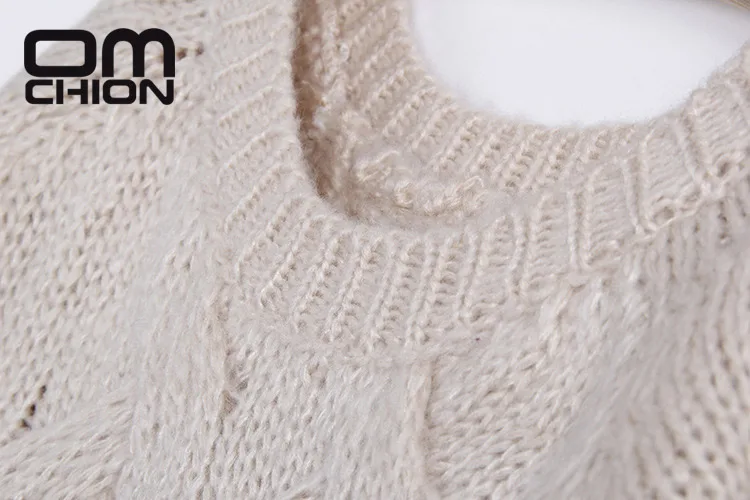 OMCHION Pull Femme Winter 2018 Autumn O Neck Oversized Knitted Mohair Sweater Women Long Sleeve Twist Slim Korean Pullover LS24 | Женская