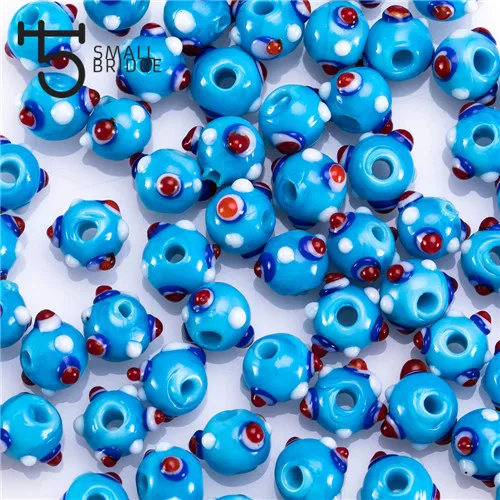 L602 10 мм муранское желтое стекло Lampwork бисер материал для ювелирных украшений декоративные Perles с отверстием круглые разделительные бусины оптом L602 - Цвет: L602