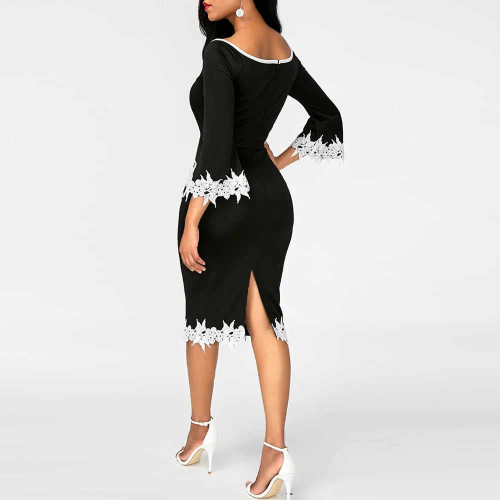 Скромное женское платье без рукавов 3/4 облегающее до колен офисное элегантное