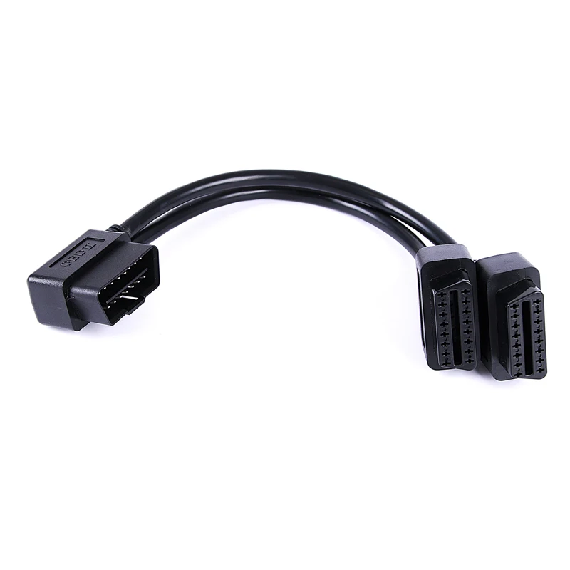 KWOKKER 40 см OBD 2 OBDII Y адаптер сплиттер кабель Мужской к двойной женский OBD2 Y диагностический инструмент автомобильный соединительный кабель J1962 порты