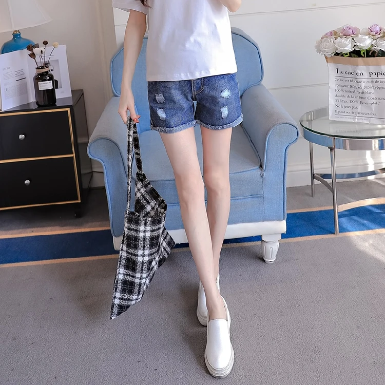 Летняя коллекция модных джинсовых беременности и родам шорты для талии живота