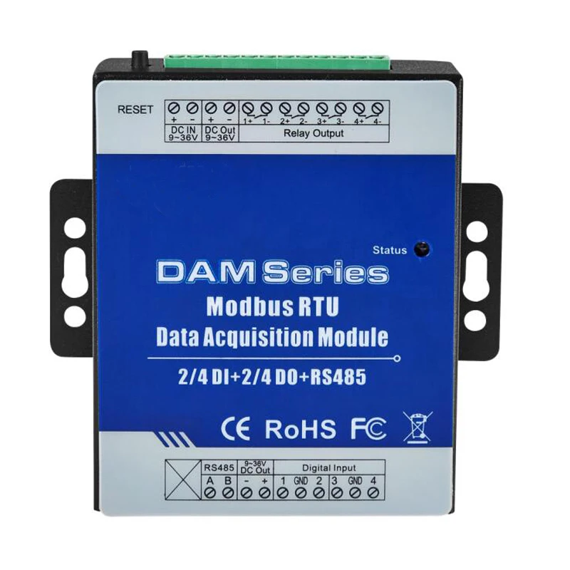 Модуль Modbus RTU IO DAM112 4 цифровых входа управление цифровыми релейными выходами