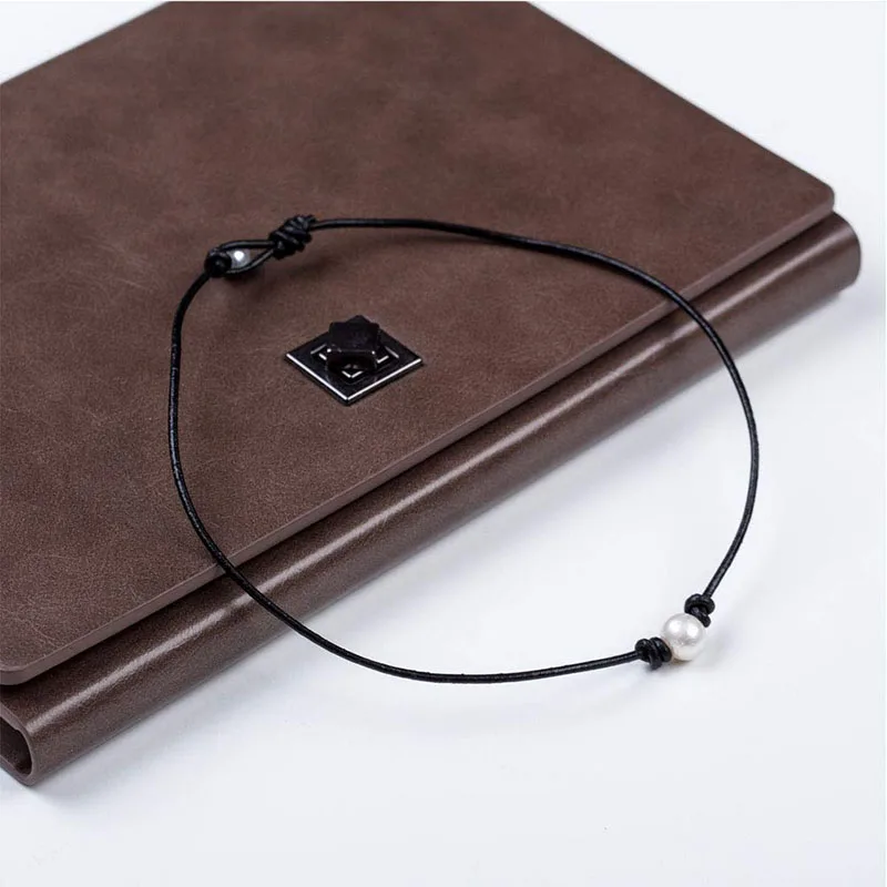 Ожерелье из натуральной кожи ручной работы для женщин украшения пресноводного