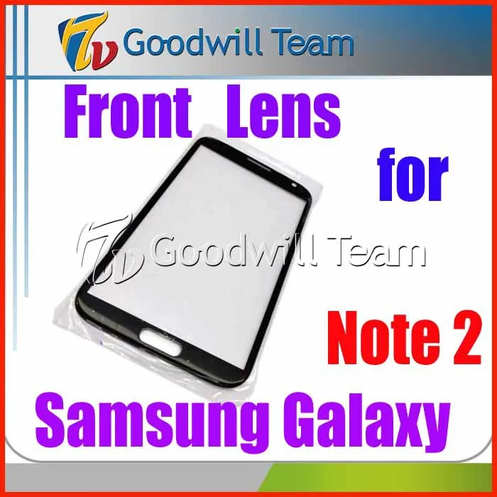 Wholesale- Replacement Part Front Glass Screen Lens for Samsung Galaxy Note 2 N7100 with logo 50pcs/lot free shipping | Мобильные