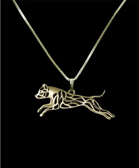 

Wholesale Unique Handmade Boho Chic Leaping American Staffordshire Terrier / Pitbull running Necklace