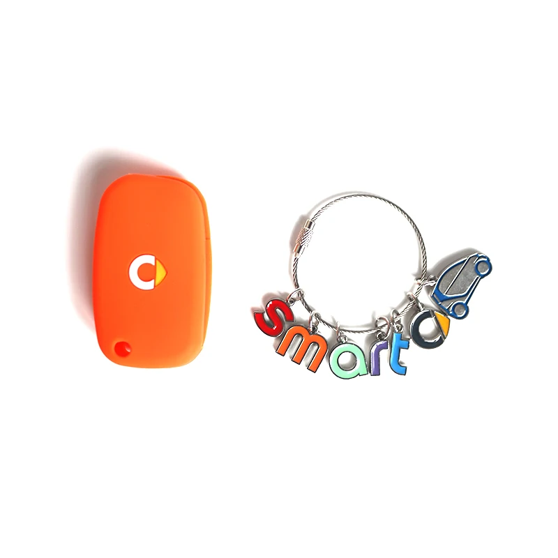 Orange-smart Car Key Bag Silicone protection Case For New Smart 453 Fortwo Forfour Keychain Button Key Remote Cover Styling Accessories - Название цвета: Orange-smart
