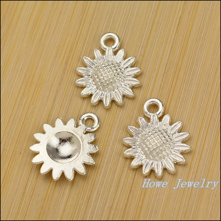 Бесплатная доставка 120 шт очаровательные цветы кулон яркий Серебряный цинковый