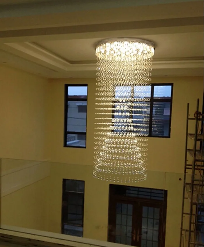 Роскошная большая люстра для виллы гостиной двойная хрустальная светильник