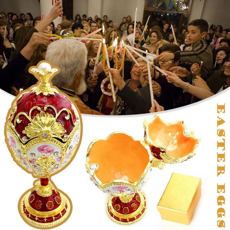 Yellow Автомобиль орнамент Faberge красный ювелирный брелок коробка для хранения ювелирных изделий и колец пасхальное яйцо русская свадьба кольцо чехол день рождения Рождественский подарок для жены - Название цвета: Yellow