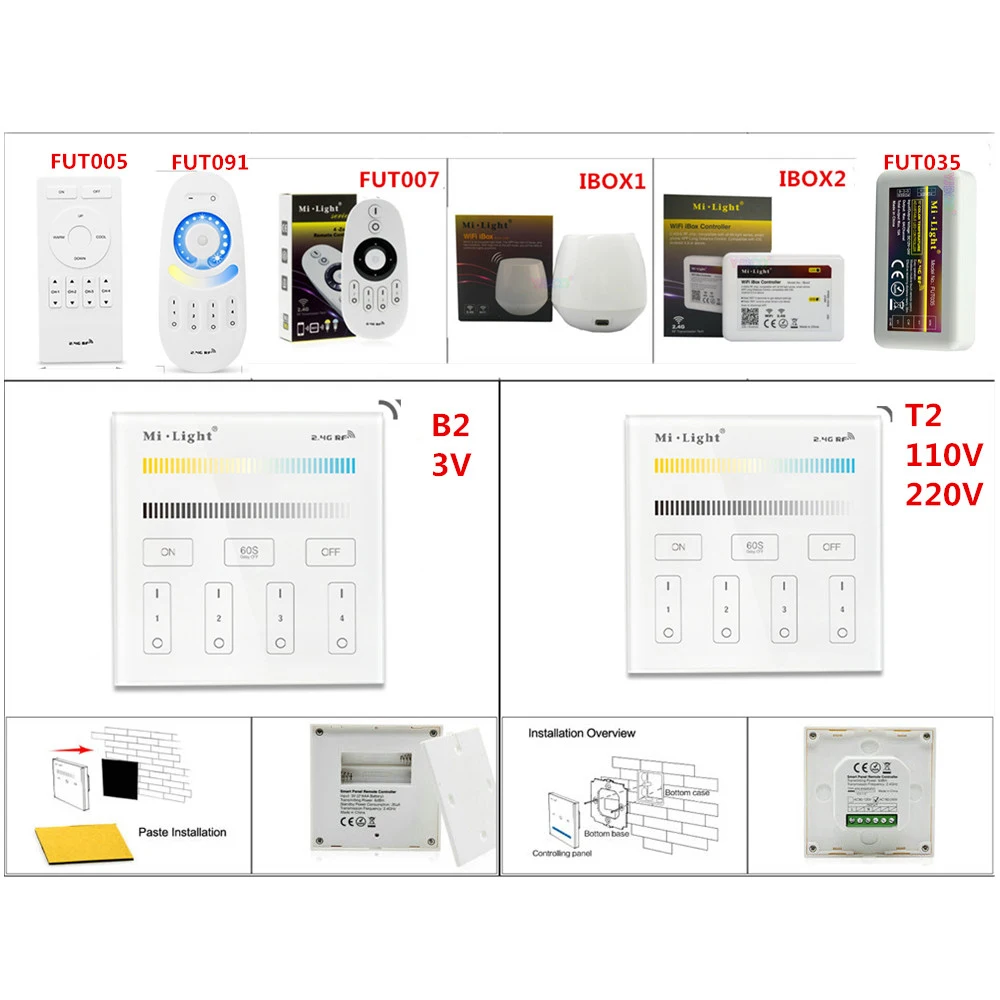 Miboxer FUT035/WL BOX1/B2/T2 светодиодная полоса освесветильник диммер 4 Zone яркость смарт