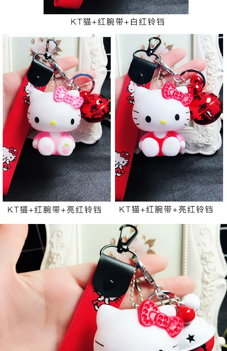 Милый мультяшный брелок hello kitty из кроличьего меха с помпонами и помпонами, брелок для женщин с кожаным ремешком и металлическим кольцом для ключей, брелок для автомобильных сумок D118
