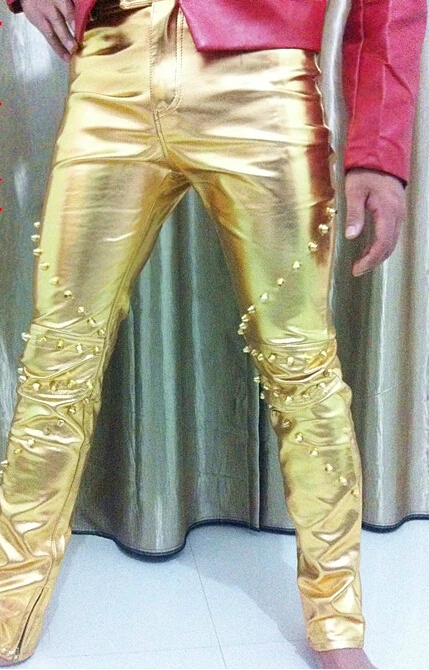 Большие размеры мужские модные штаны стилиста для ночного клуба певица Dj золотые
