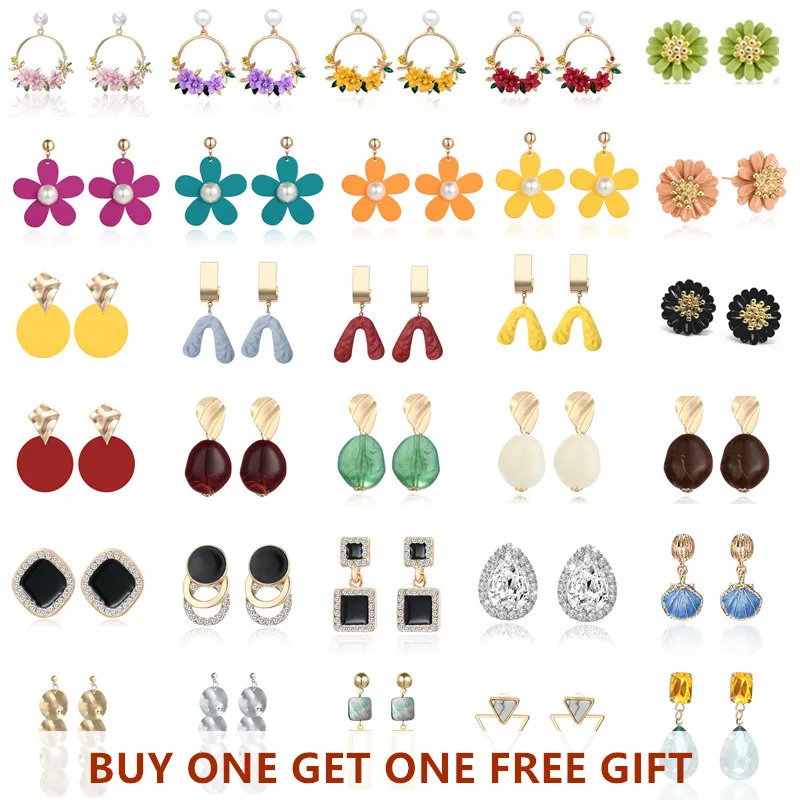 

Korean Style Flower earring pendants 2019 pendants of summer drop earring for women wedding party jewelry Accesorios HOT NEW!