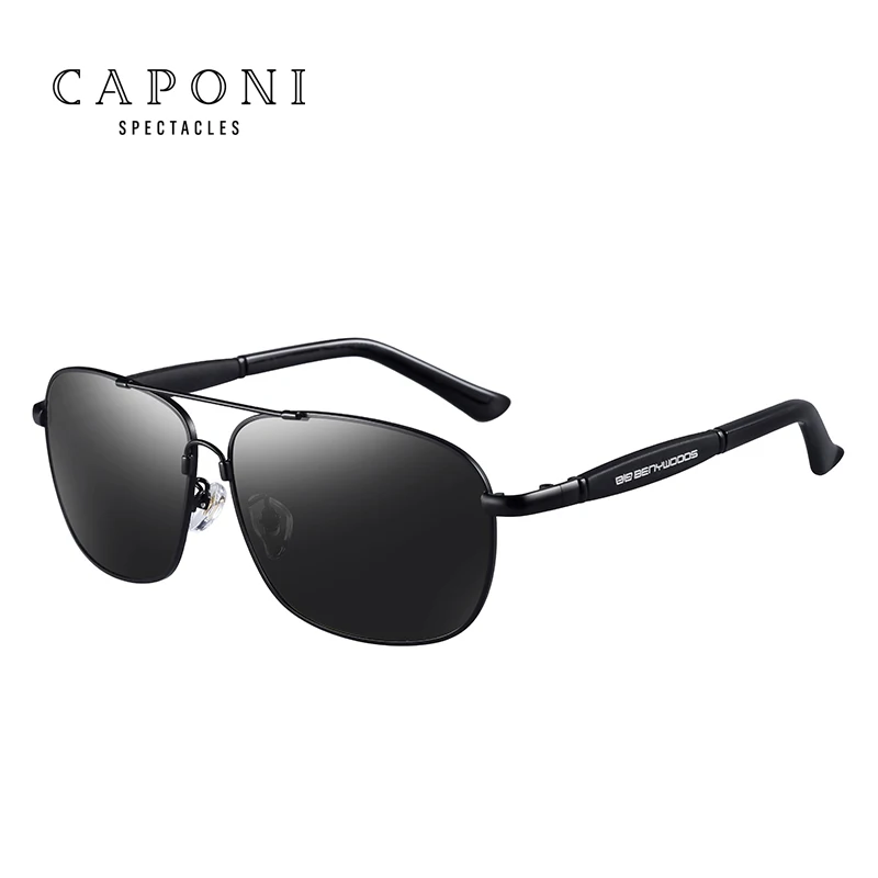 Polarized-Black CAPONI, Винтажные Солнцезащитные очки, поляризационные, для мужчин и женщин, роскошные, брендовые, дизайнерские, для вождения, очки для глаз, квадратные, модные, солнцезащитные очки, UV400 CP10001 - Цвет линз: Polarized-Black