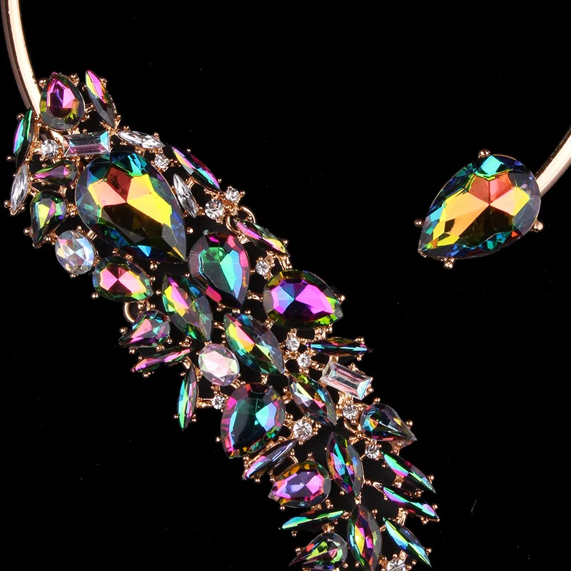 Новинка 3 цвета элегантная бижутерия с кристаллом колье ожерелье Torques для женщин