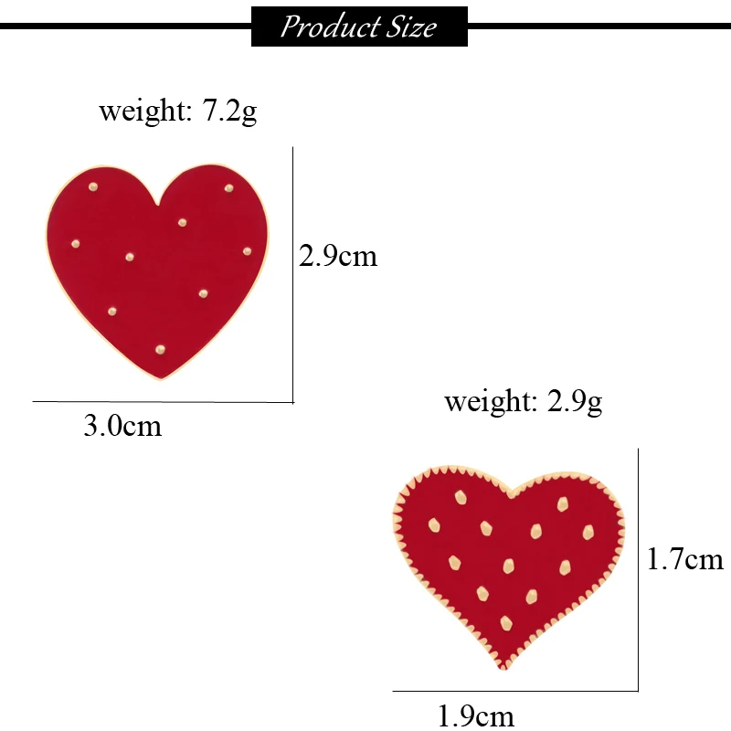 Женская эмалированная брошь 2 шт./компл. красная в форме сердца значок на пальто