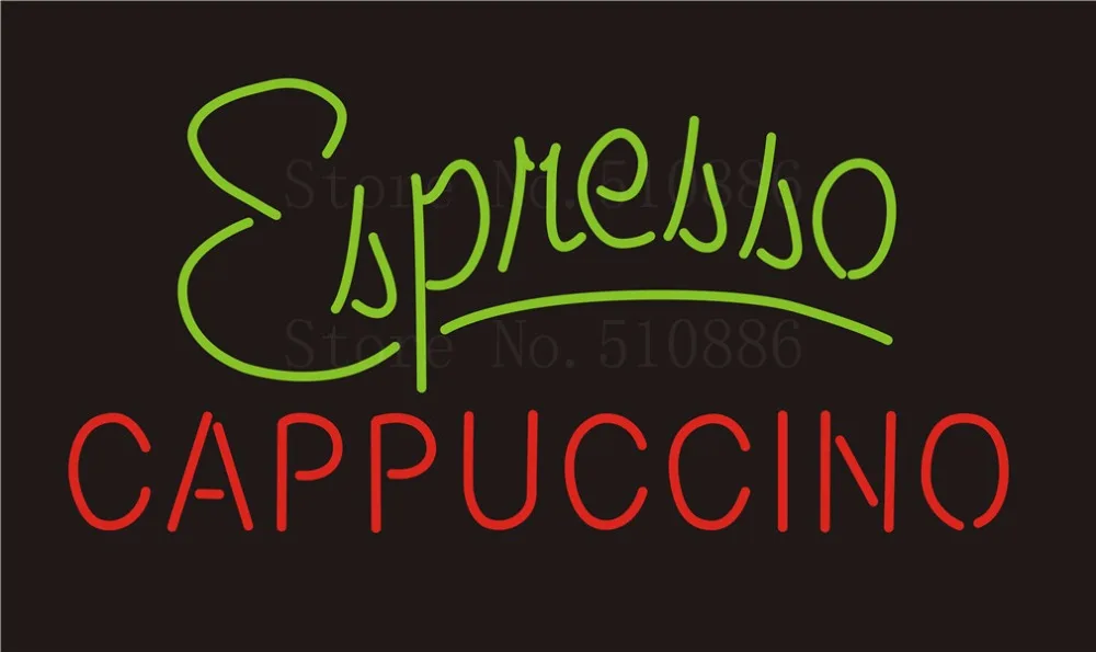 

Custom NEON Sign Board Espresso Cappuccino Coffee Restaurant GLASS Tube Display Store Shop Light Signboard Signage Signs 17*14"