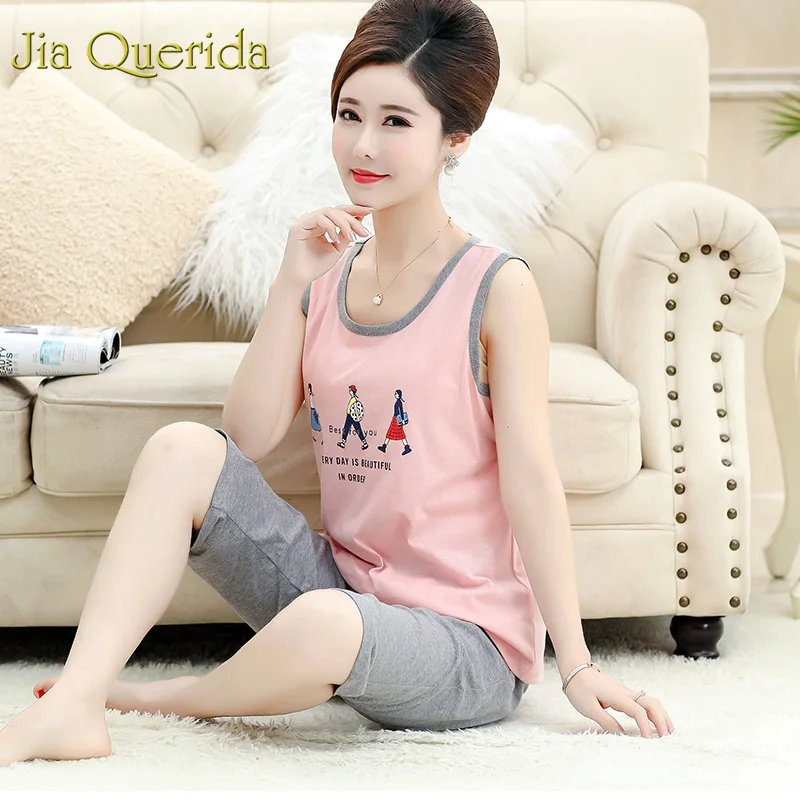 Женский пижамный комплект большого размера на лето 2019 | Женская одежда