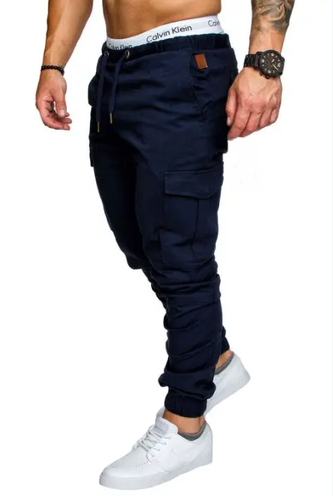 navyblue OA для мужчин's Regular Fit стрейч брюки карго Jogger Винтаж повседневное работы армейские мотобрюки - Color: navyblue