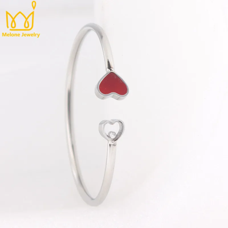 Эмаль Красное сердце любовь браслеты на запястье и для женщин девушек серебро