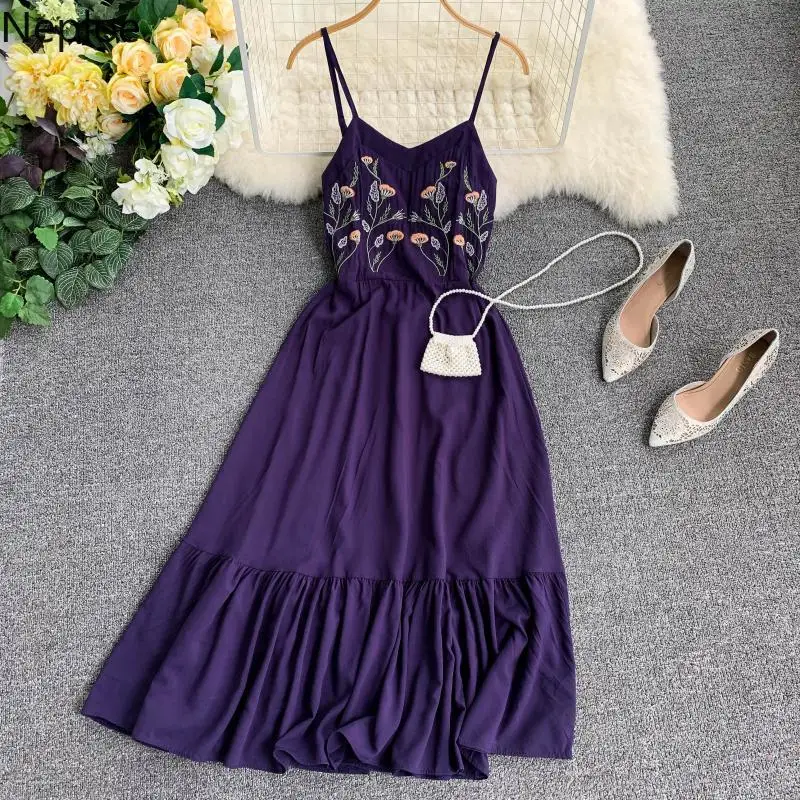 Neploe Лето 2019 женское платье сексуальный цветок топ с вышивкой Vestidos Винтаж v