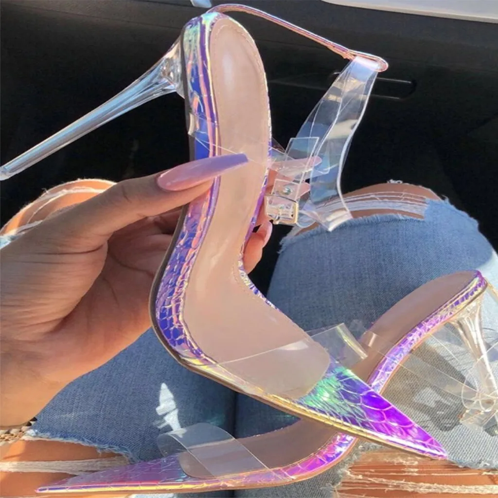 Сексуальные туфли SAGACE с открытым носком на тонком высоком каблуке женские