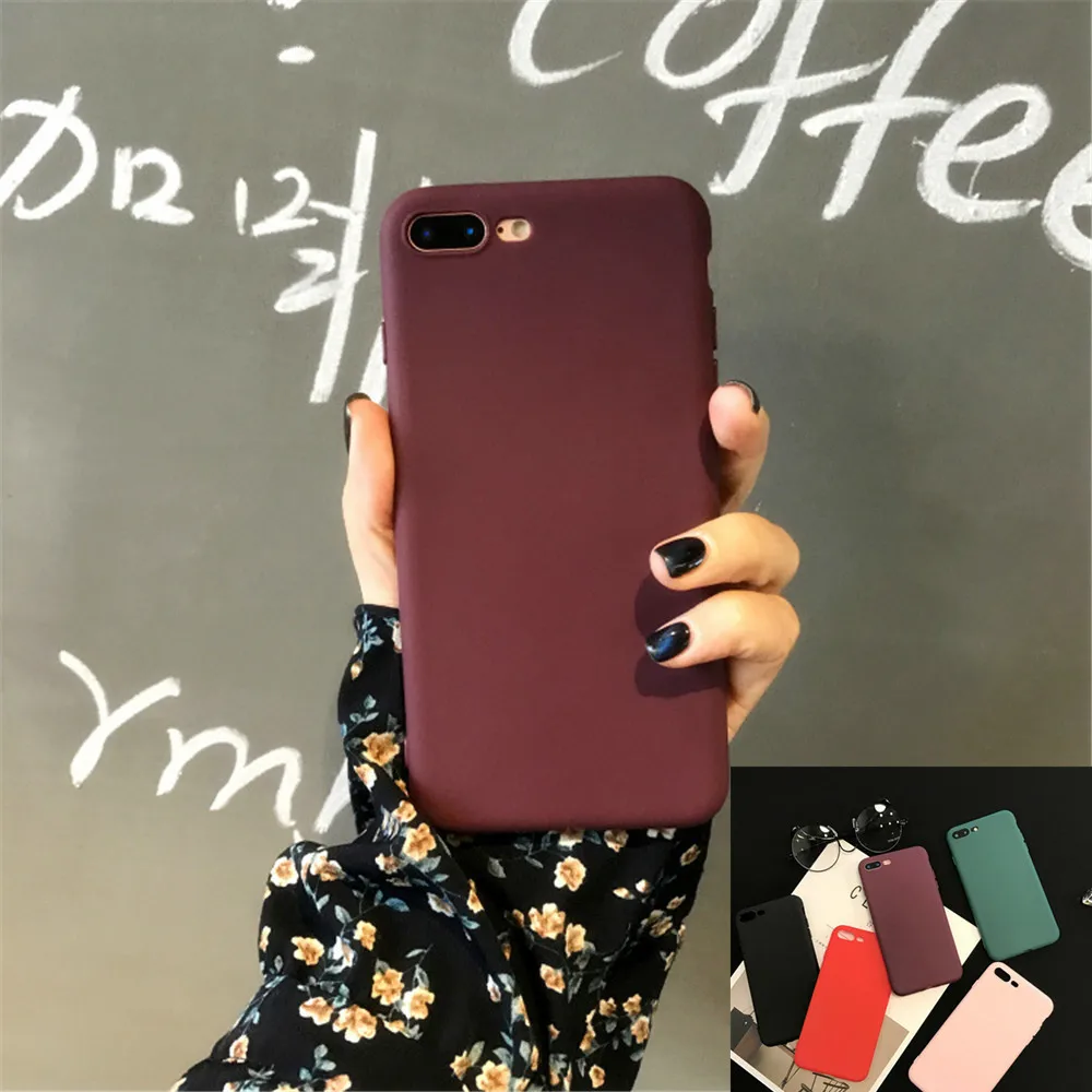 Чехол для Телефона IPhone 7 6 6s 8 X Plus 5 5s SE простой однотонный Ультратонкий Мягкий