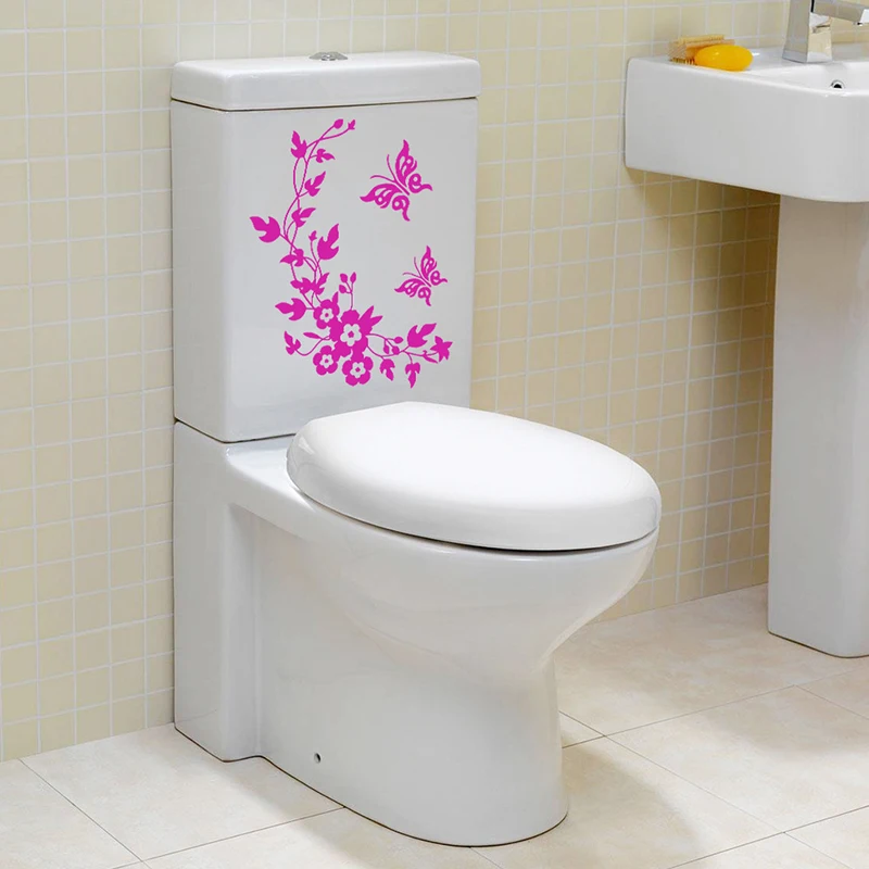 Наклейки на стену в виде бабочек и цветов для ванной комнаты | Дом сад