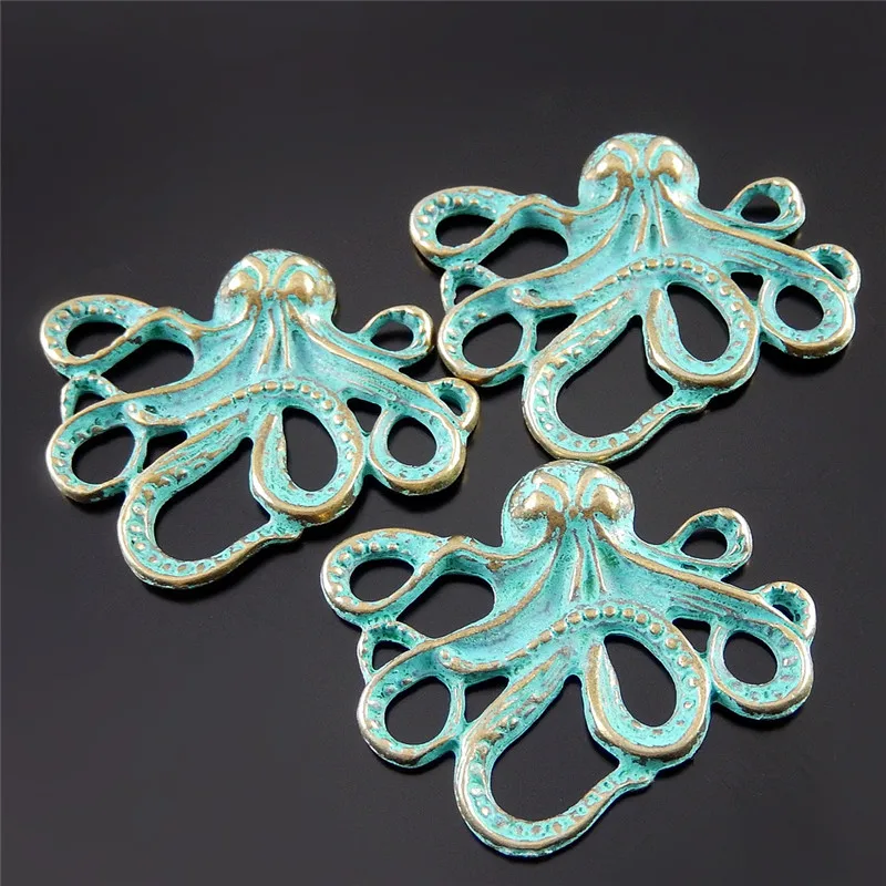 (10Piece)Man Punk Vintage Alloy Squid Necklace Pendant Animal Bracelet Charms 43*25mm Bag Hanger Jewelry Handmade Crafts 52077 | Украшения