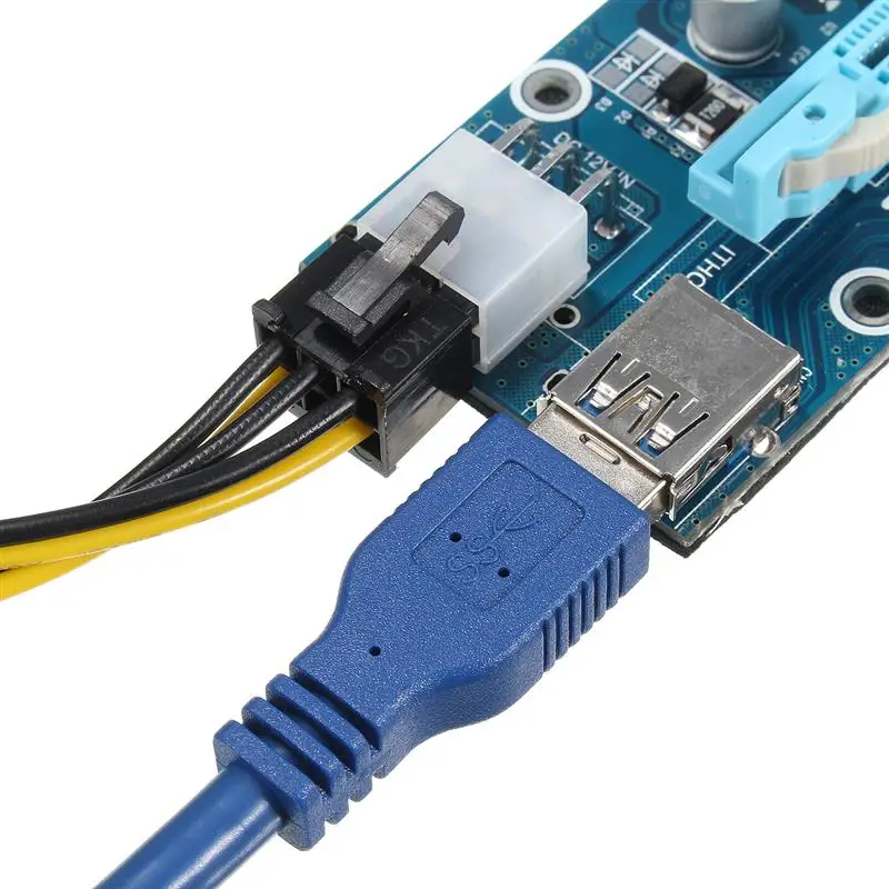 PCIe PCI E Express Riser Card 1x к 16x USB 3 0 кабель для передачи данных SATA 6Pin IDE Molex источник питания