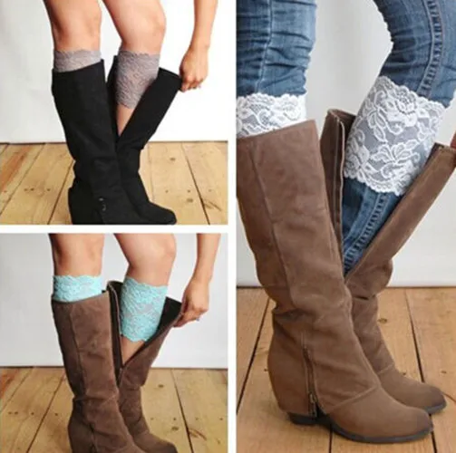New 2015 Women's Fashion Flower Stretch Lace Boot Cuffs Toppers Leg Warmers Socks | Женская одежда