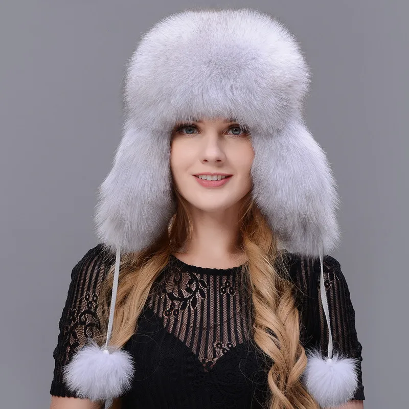 Зимняя женская меховая шапка защищает уши шапки зимняя Лыжная теплая кожа с