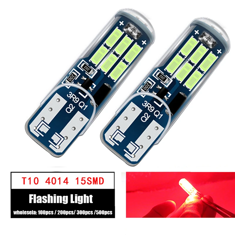 

100pcs 300pcs 500pcs wholesale Car Flashing T10 4014 15SMD signal LED bulb 194 168 W5W Auto Wedge DC12V light bulbs for CAR WTS