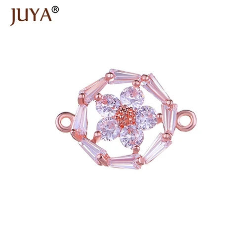 rose gold Фурнитура для бижутерии, кристалл цветок коннектор, для производства серег, браслетов, колье,фурнитура для сережек - Цвет: rose gold