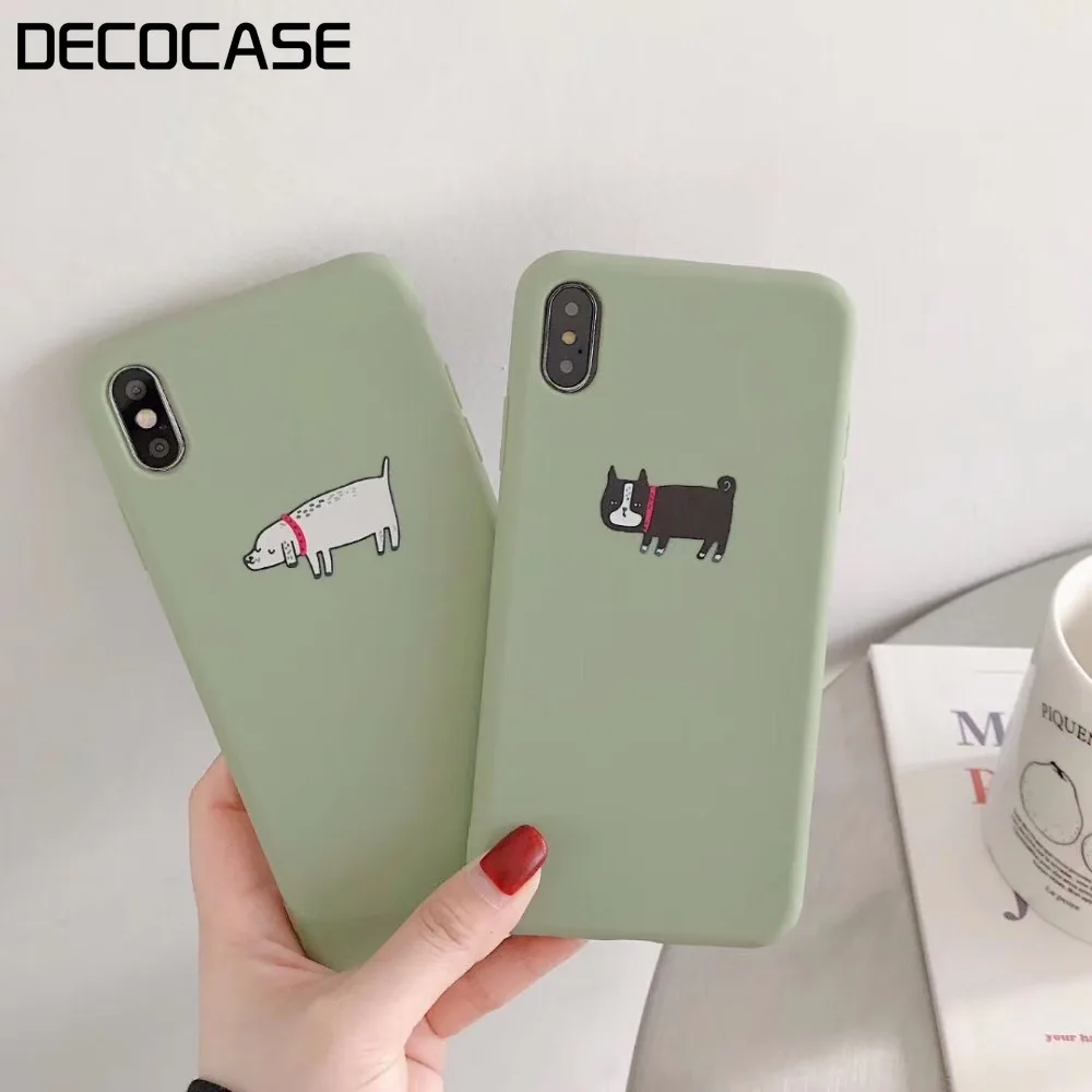 DECOCASE Brief Summer Soft Silicone Green Cartoon Women Men Couple Phone Cases for iPhone 6 6s 7 8 Plus X XR XS Max Mobile Cover |