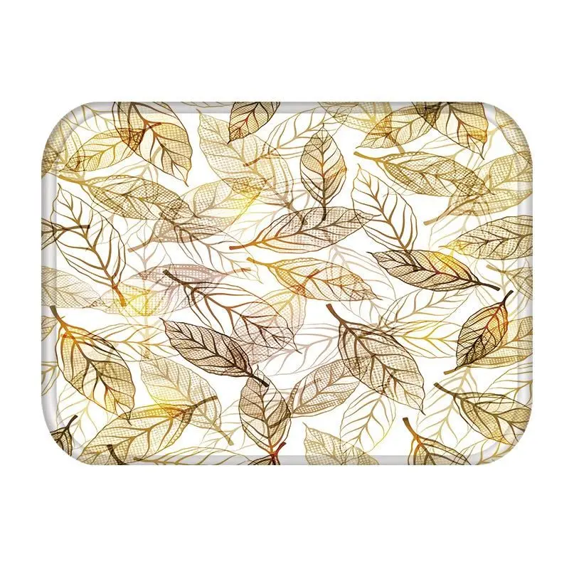 2DD-48255-015 Golden Tropical Leaves Kitchen Entrance Door Mat Coral Velvet Carpet Rubber Colorful Indoor Floor Mats Non-Anti-Slip Rug 48255 - Цвет: 2DD-48255-015