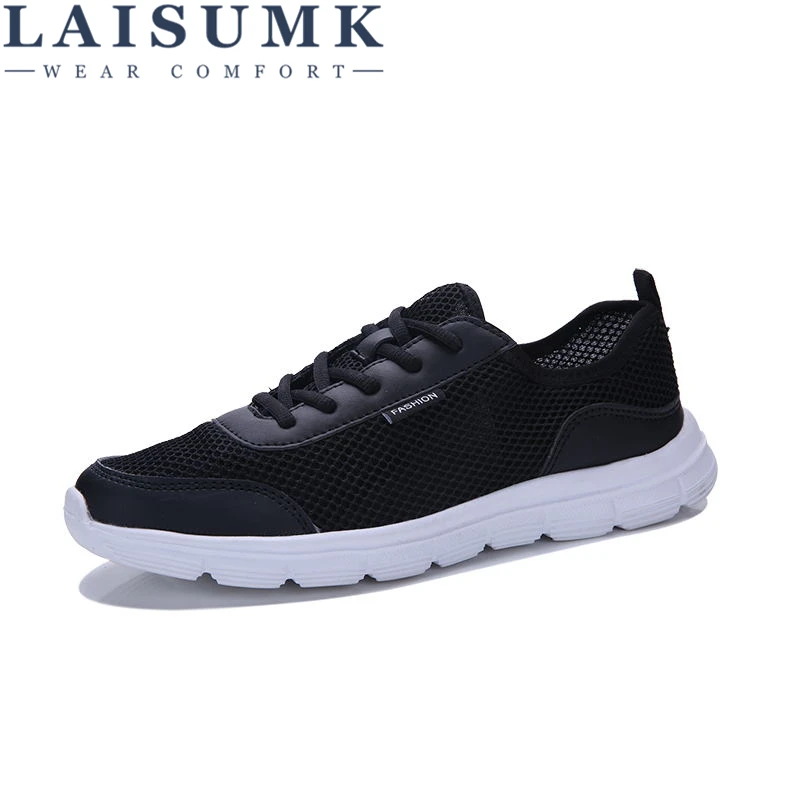 

LAISUMK Fashion Women Summer Breathable Lace up Casual Shoes Big Size 35-48 Light Comfort Light Weight Air Mesh Lovers Flats