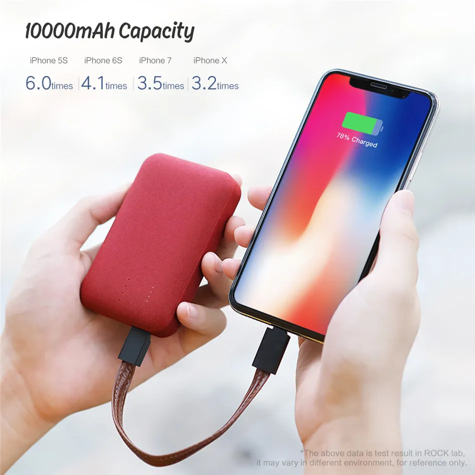 ROCK 10000 mAh power Bank для Xiaomi power bank, Мини Портативная полимерная батарея для iPhone SamSung Mobile Phone bank power