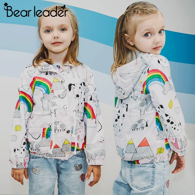 Bear Leader/пальто и куртки для девочек; коллекция года; сезон осень; Брендовая детская одежда для девочек; Верхняя одежда с принтом героев мультфильмов; От 3 до 7 лет с капюшоном