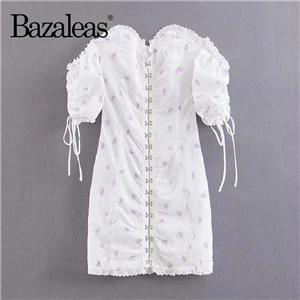 L84 embroidered Bazaleas праздник тонкий с открытыми плечами женское платье es фиолетовый цветочной вышивкой женское платье центр Кнопка vestidos шик Прямая - Цвет: L84 embroidered