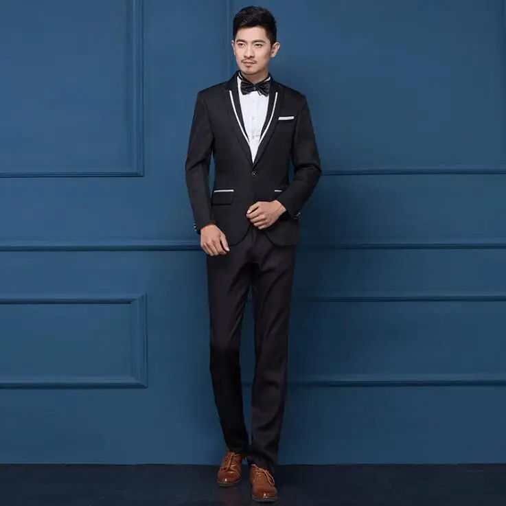 

(Jacket+Pant) High quality New Men Suits Classic Slim Wedding Groom Tuxedos Men's single breasted Blazer suit Korean costumes