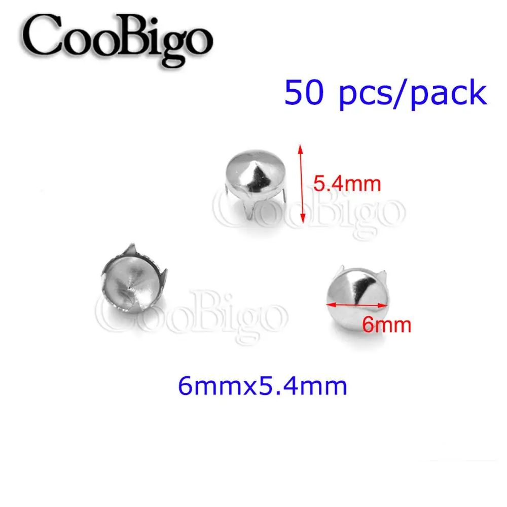 6x5.4mm Silver50pcs Mult размеры никель конус заклепки шипы шпильки для панк Рок одежды сумки ремни обувь Кожа ремесло одежда DIY Швейные аксессуары - Цвет: 6x5.4mm Silver50pcs