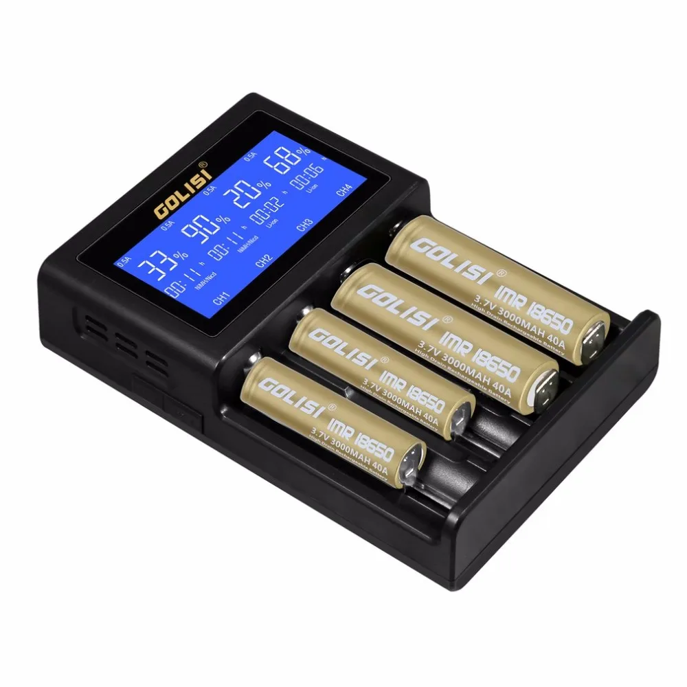 4 слота AA AAA Смарт зарядное устройство с ЖК дисплеем для Li Ion 18650 26650 Ni MH cd батареи