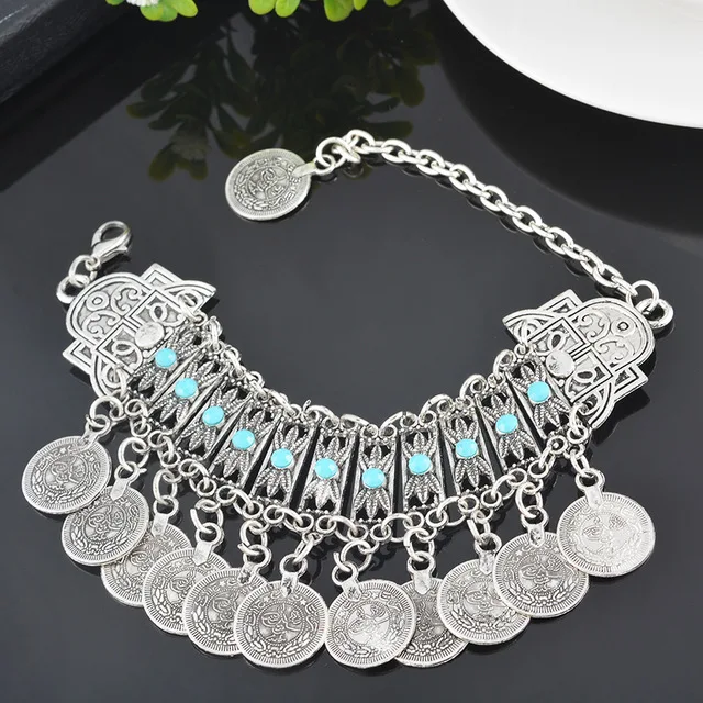 Этническая Цыганская Вечеринка хиппи бохо поп бусы болтаются монета Коренастый