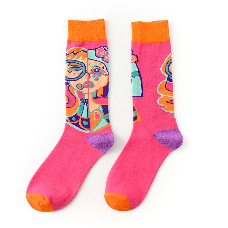 Oil Painting Creative Personality Street Art Socks Skateboard Funny Women Casual Socks Men Short Socks Crazy Happy Cotton Socks
