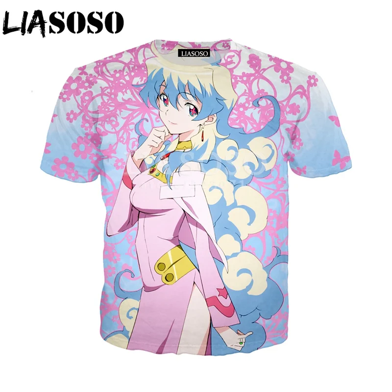 LIASOSO Новая модная мужская и женская футболка с коротким рукавом 3D принтом аниме
